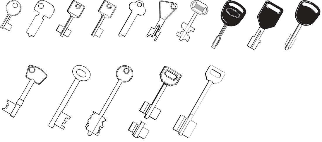 Изображения и типы ключей, которые можно изготовить на станке Technica